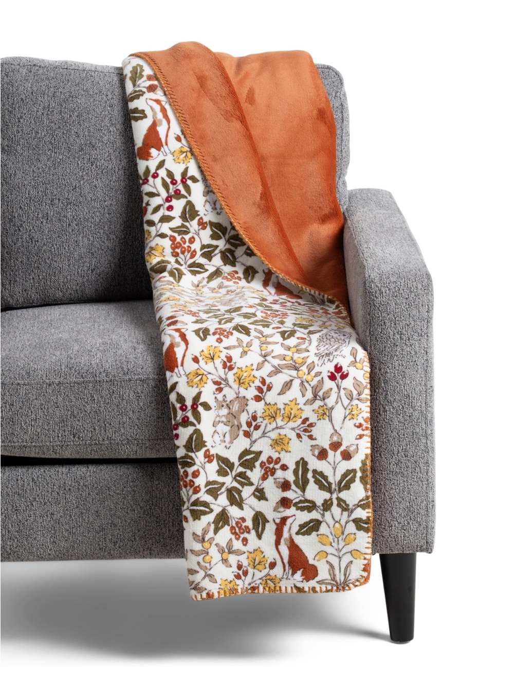 Nicole Miller Premium Autumn Floral Reversible Throw Blanket 50”x70”
